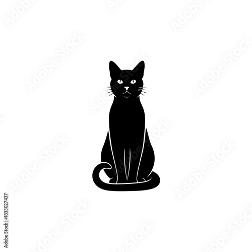 Black cat silhouette isolated on transparent background
