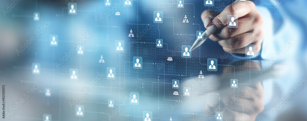 Fototapeta premium Networked Organizational Structure Depiction HR Human Resources.