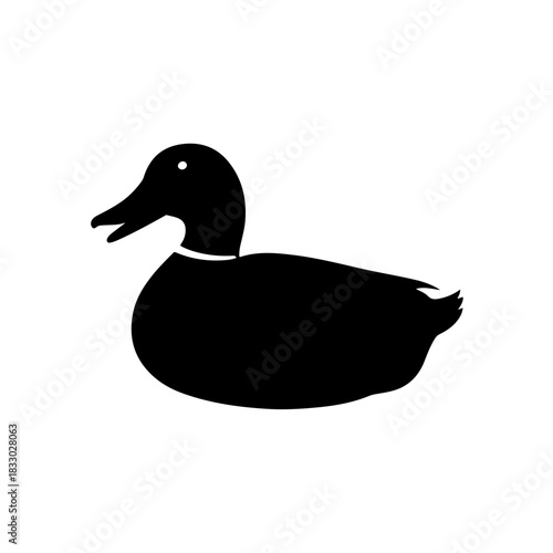 Simple black duck silhouette vector illustration. minimalist swimming waterfowl icon for logo design and graphic projects.