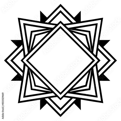 Geometric black and white abstract mandala design