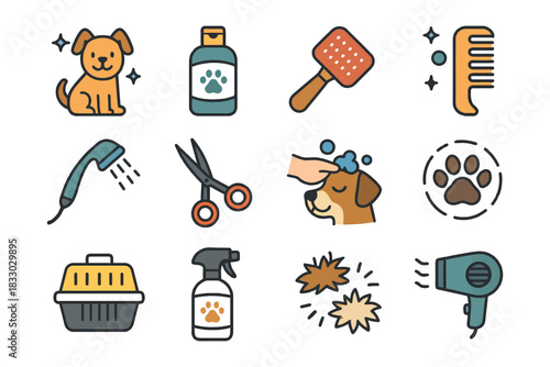 Dog grooming essentials: tools and accessories for pet care.