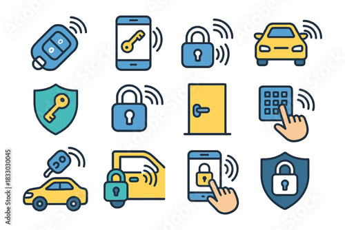 Smart lock technology: secure access with car keys, smartphones, and digital codes.