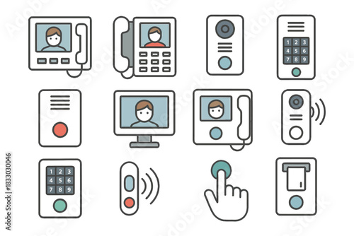 Home security devices: video intercoms and access control panels.