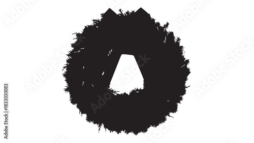 Abstract Circular Brush Stroke Logo with Rough Black Ring.