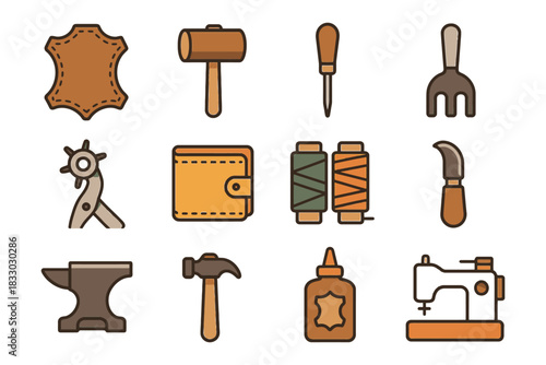 Leatherworking tools and accessories collection for crafting enthusiasts.