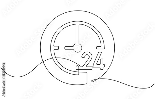 Continuous one line drawing of vintage alarm clock vector design.