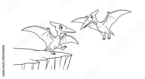 Dino Flyers Adventure Coloring Page