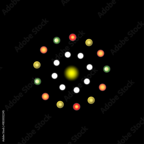 Vector realistic light bulb translucent isolated design element. Glow lamps circle shape frame on transparent background. Illuminated round banner. Glowing lights billboard for advertising.