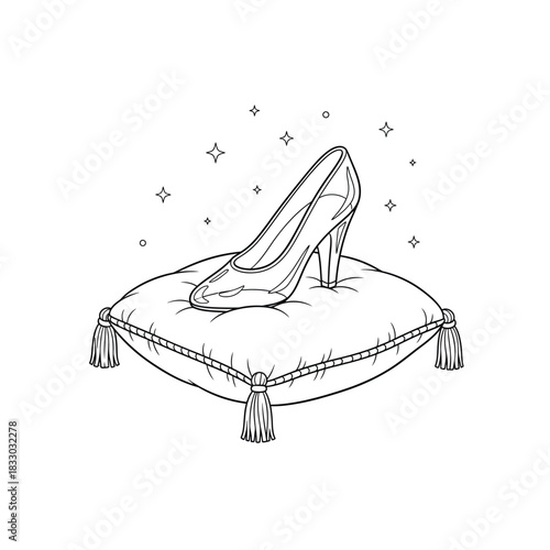 Glass Slipper on a Pillow Coloring Page