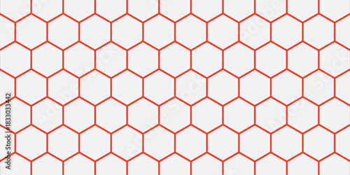 White 3d hexagonal technology vector abstract background. Red bright energy flashes under hexagon in modern technology futuristic background vector illustration. White honeycomb texture grid.