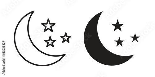 Moon stars icon silhouette abstract design. vector clipart designs