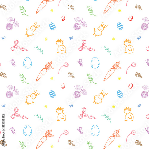 Seamless cute Spring and Happy Easter pattern
