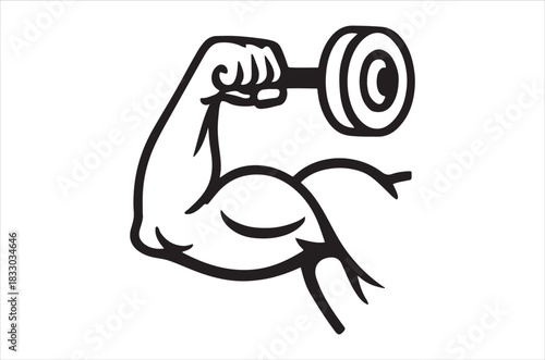 Strong arm flexing with a dumbbell a symbol of fitness and power