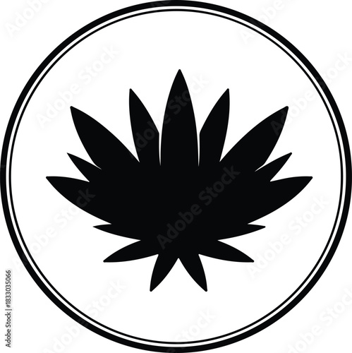 Illustration marijuana leaf inside a circle frame silhouette vector