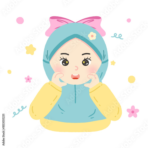 Anak perempuan berhijab islami lucu, fun