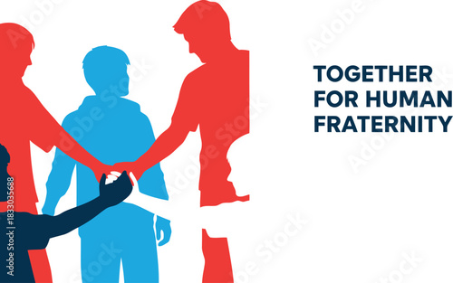 Diverse group people uniting, hands together, symbolizing teamwork