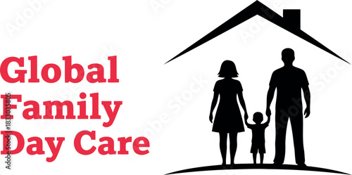 Global family day care logo with a family under protective roof