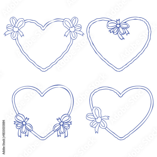 Heart frame with bow collection. Whimsical lace frames. 14 February design concept.