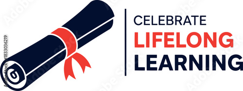 Celebrate lifelong learning with academic diploma scroll icon