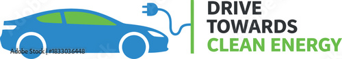 Electric vehicle charging, drive towards clean energy concept.