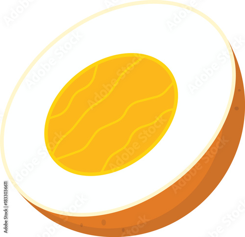 Hard-Boiled Egg with Shell Flat Illustration. Clean Icon Design Element on Isolated White Background
