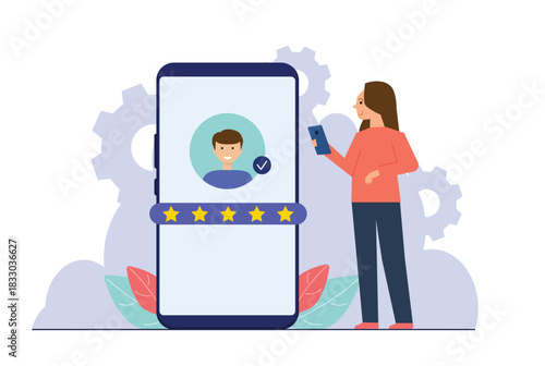 User experiences or customer support review concept