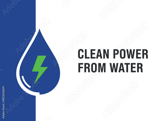 Clean power from water, renewable energy source concept icon