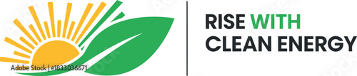 Green leaf and sun logo for sustainable clean energy solution