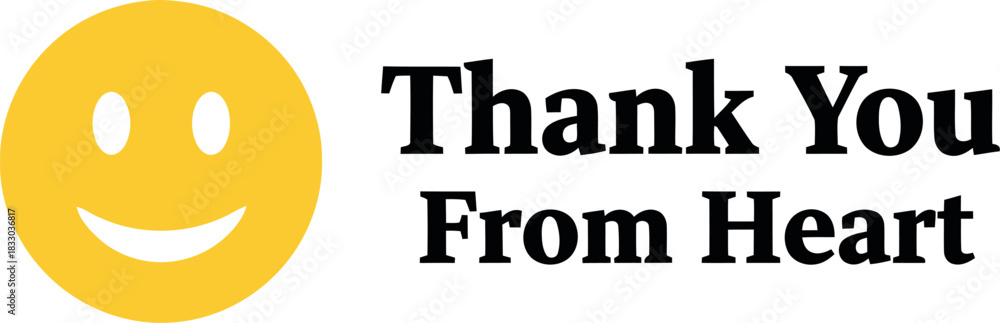 Fototapeta premium Heartfelt thank you message with a cheerful smiley face icon