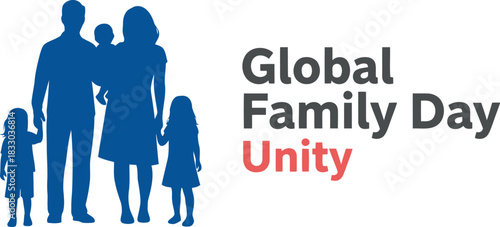 Global family day unity: diverse family silhouette graphic concept