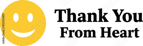 Heartfelt thank you message with a cheerful smiley face icon