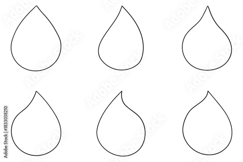 Hand-drawn doodle set of water drops on a white background.