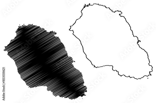 Graciosa island (Azores Archipelago, Portugal, Portuguese Republic) map vector illustration, scribble sketch Ilha da Branca map