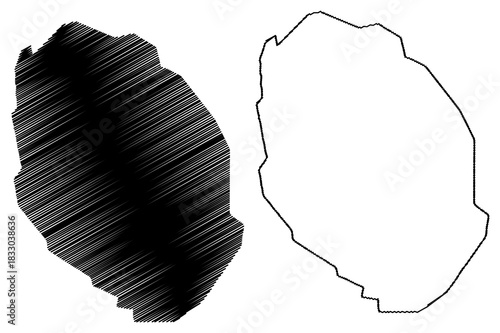 Graham island (Canada, Nunavut Province, North America, Canadian Arctic Archipelago) map vector illustration, scribble sketch Graham map