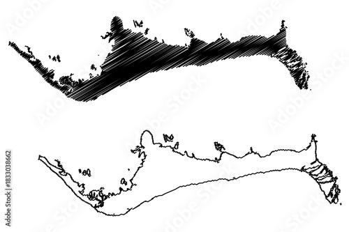 Grand Bahama island (Commonwealth of The Bahamas, Cenrtal America) map vector illustration, scribble sketch Grand Bahamian map