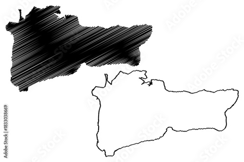 Great island (Republic of Ireland) map vector illustration, scribble sketch An tOilean Mor map
