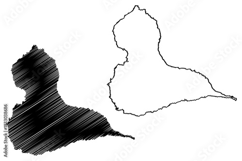 Grande-Terre Islands (France, French Republic, Guadeloupe archipelago, Leeward Islands, Lesser Antilles) map vector illustration, scribble sketch Grande Terre map