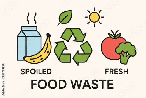 International Food Waste Awareness Illustration Showing Sustainable Eco Practices