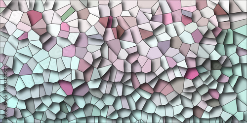 Quartz light multicolor Broken Stained Glass Background black stoke with shadows. Abstract colorful mosaic pattern Seamless Geometric Retro tiles .Cement kitchen decor with crack floor light design.	