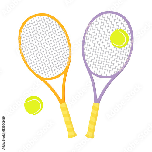 Tennis racket and balls. Sport equipment for tennis game 