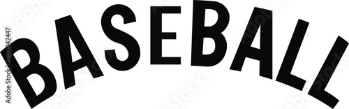 This striking typography design showcases the word "BASEBALL" in an arched, bold font. The energetic and playful style resonates with the spirit of the sport, making it ideal for team logos, merchandi