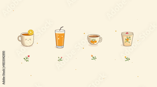 Beverage Icons Juice and Coffee
