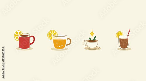 Hot Holiday Drink Set Icons