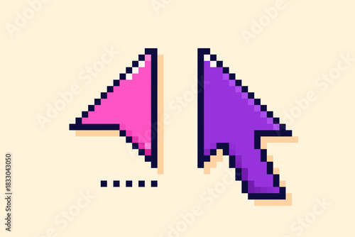 Y2K user interface arrows. Purple and magenta pixel art elements.