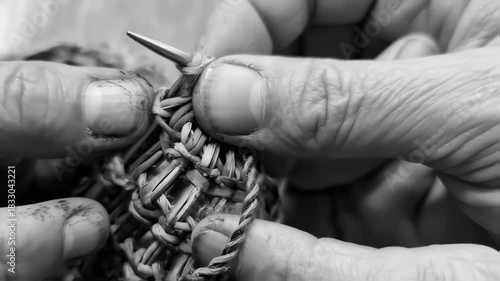Knitting Hands - A Close-Up Look at the Art of Needlework.