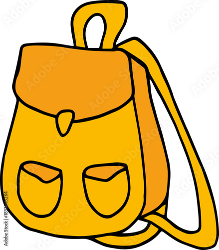 ?ute yellow backpack on a white background.eps