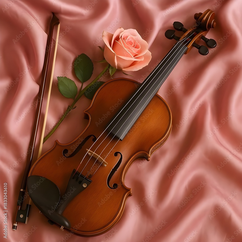 Fototapeta premium violin and rose