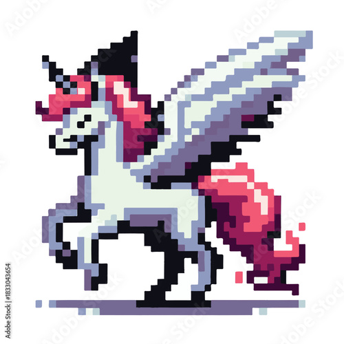 Majestic Pixel Art Unicorn with Wings A Nostalgic Digital Dream