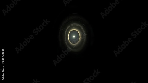 claustrophobic. Narrow tunnel with dark walls and a distant light source. travel magazines, destination branding, designed for travel destination branding, elevates destination branding.