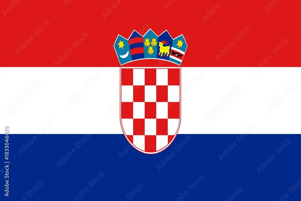 Naklejka premium National Flag of Croatia with Coat of Arms